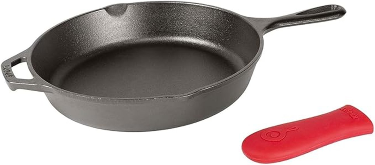 cast iron 12 inch silicone handled skillet