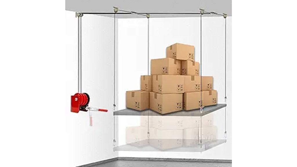 ceiling mounted overhead garage storage system