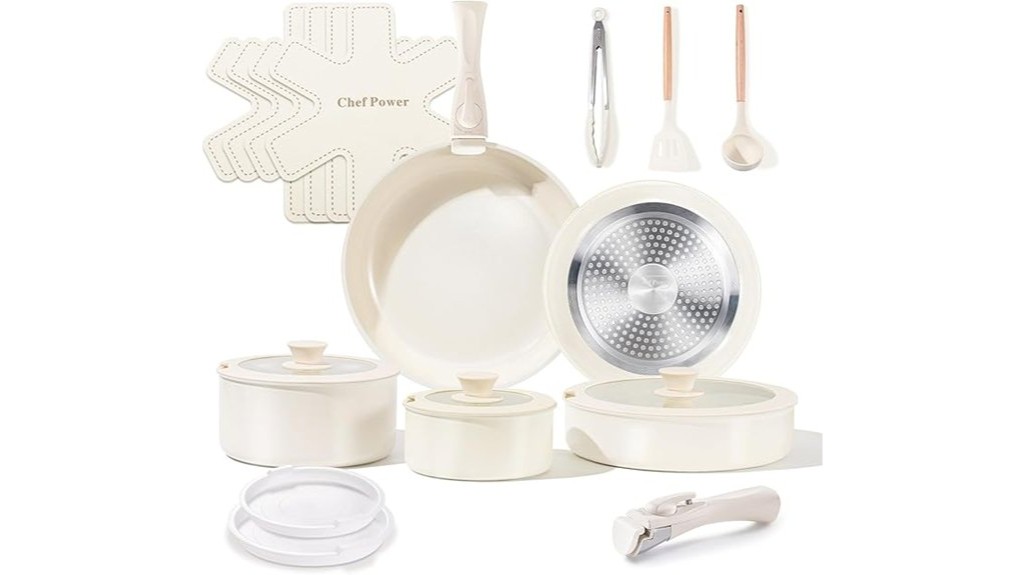 ceramic cookware set cream white