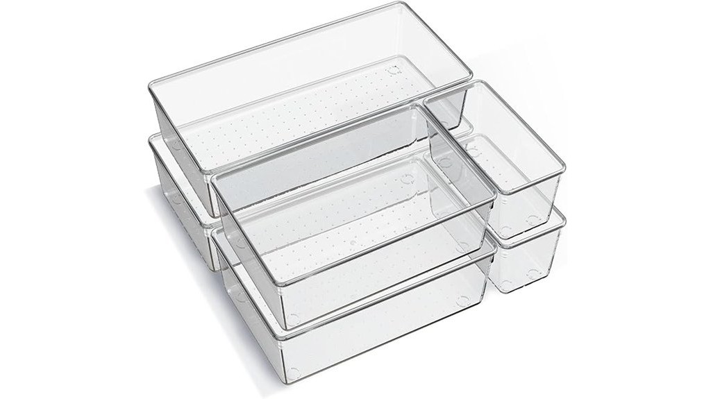 clear plastic drawer trays