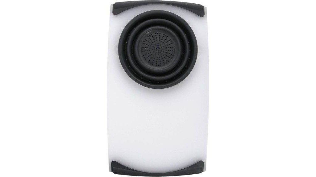 collapsible sink over cutting board strainer