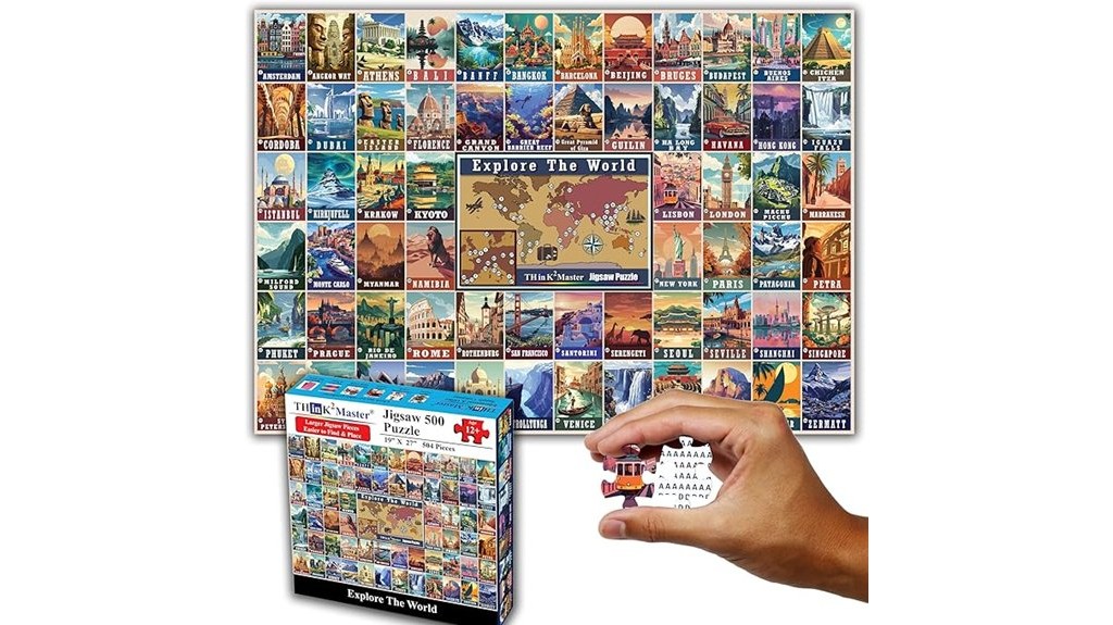 colorful vintage world travel puzzle