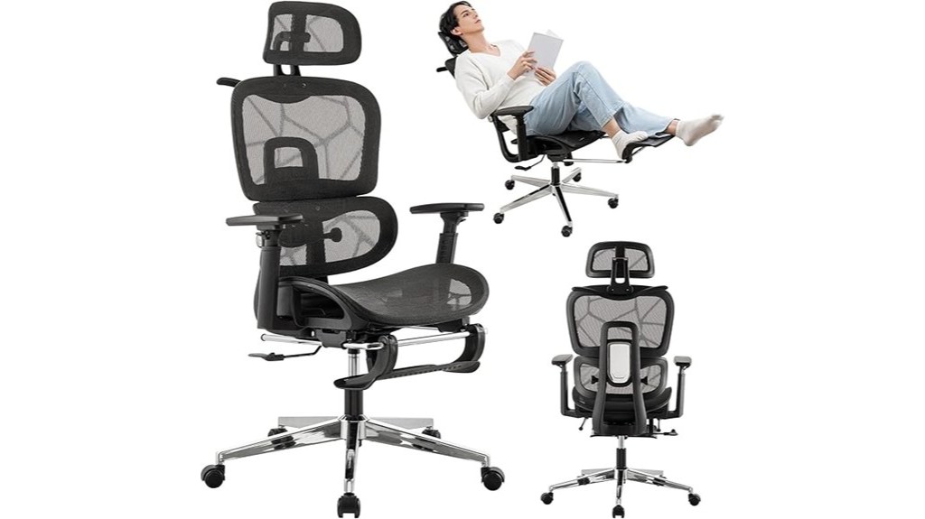 comfortable ergonomic office chair with footrest