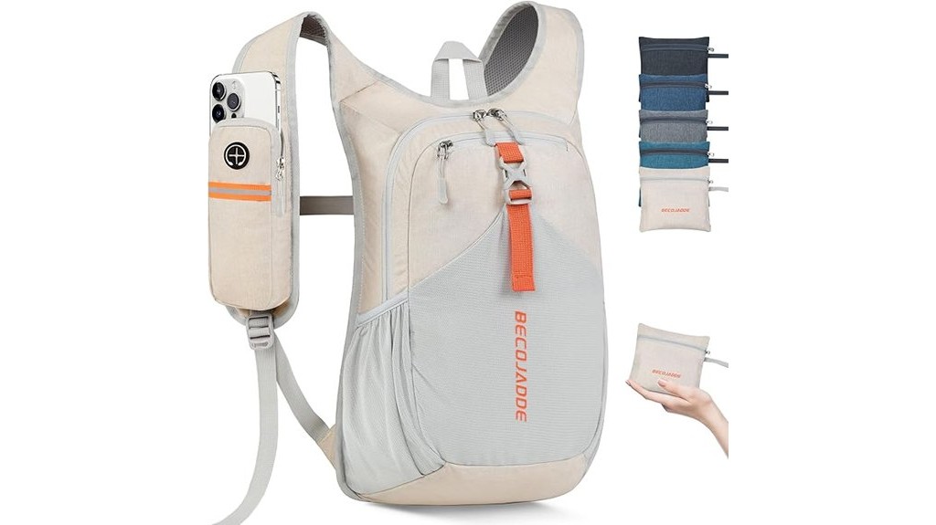 compact beige backpack for hiking