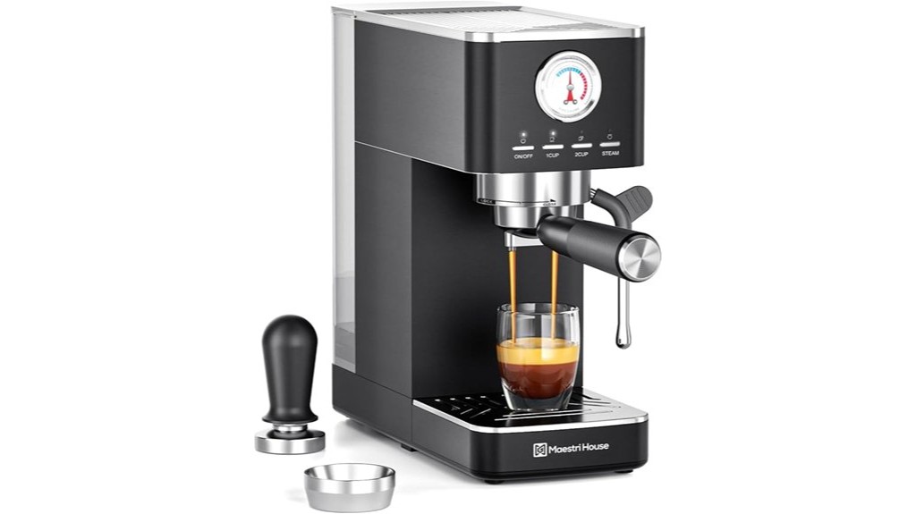 compact espresso maker black finish