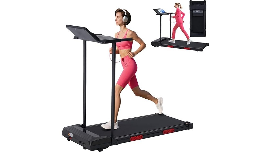 compact foldable treadmill with handles
