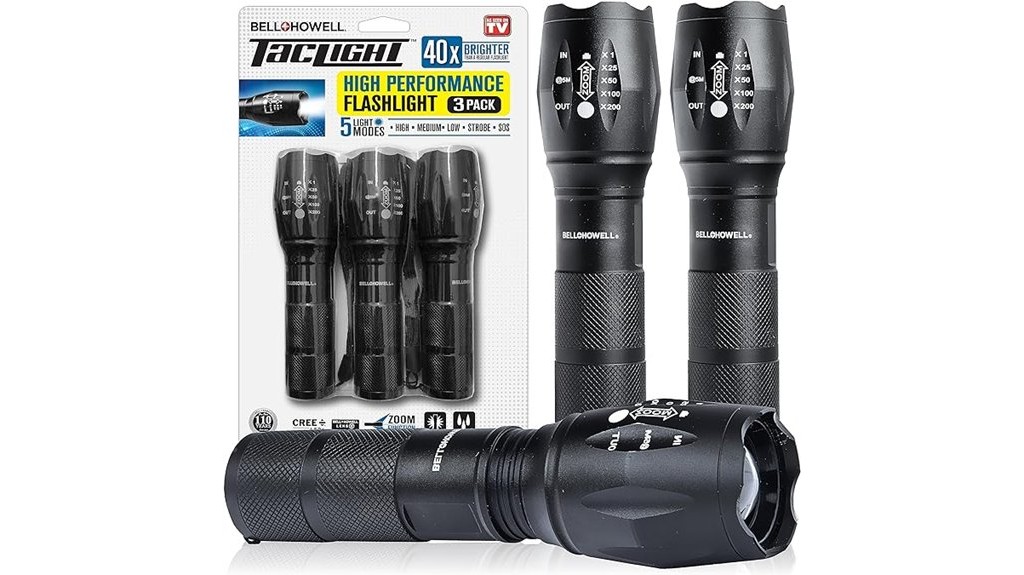 compact tactical flashlight three pack