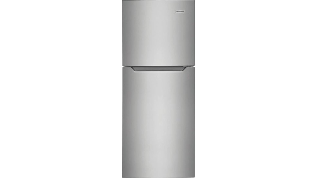 compact top freezer brushed steel refrigerator