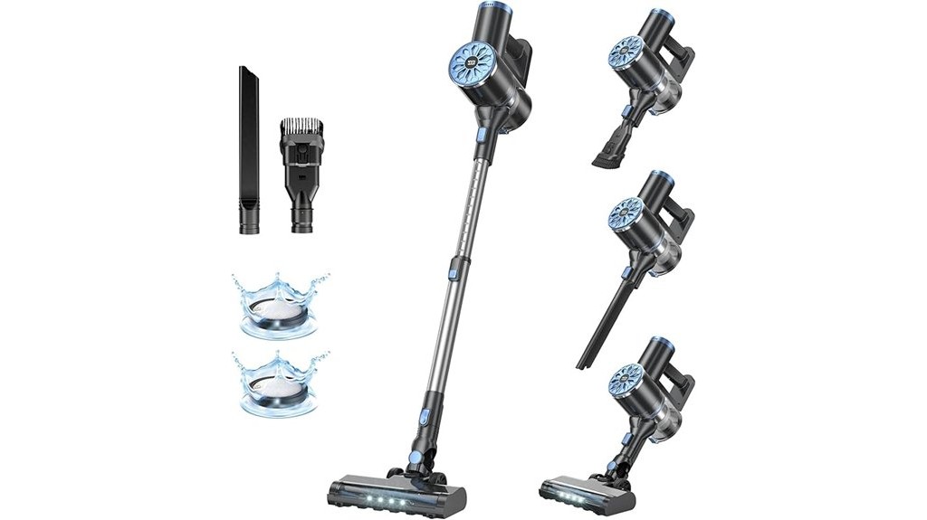 cordless self standing led equipped vacuum cleaner