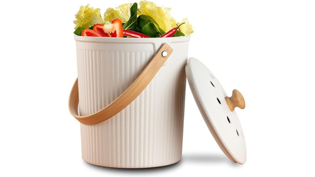 countertop compost bin with cream lid