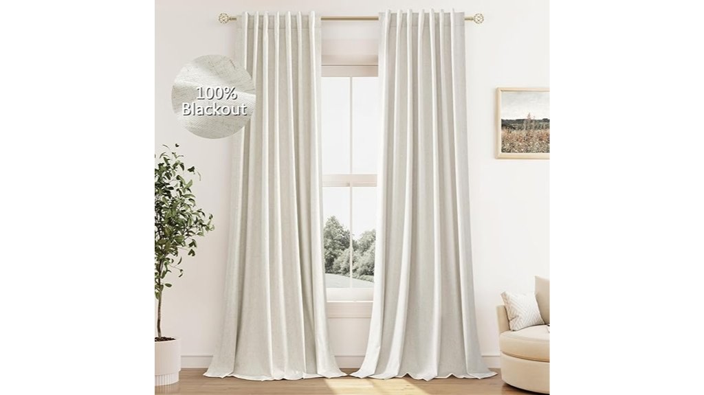 cream linen blackout curtains length