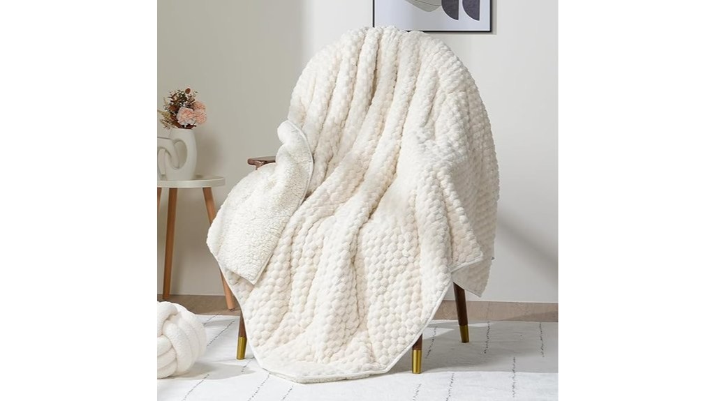 cream white weighted adult fleece blanket