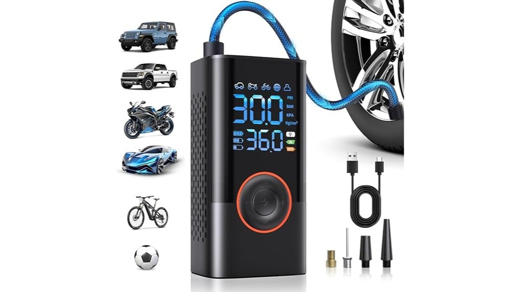 digital portable air compressor tire inflator