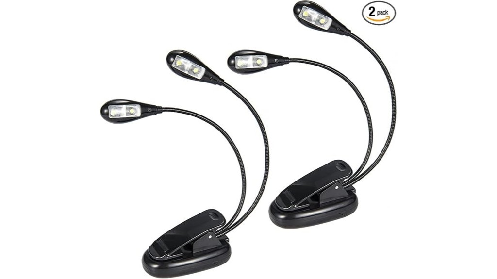 dual arm clip on book light pack