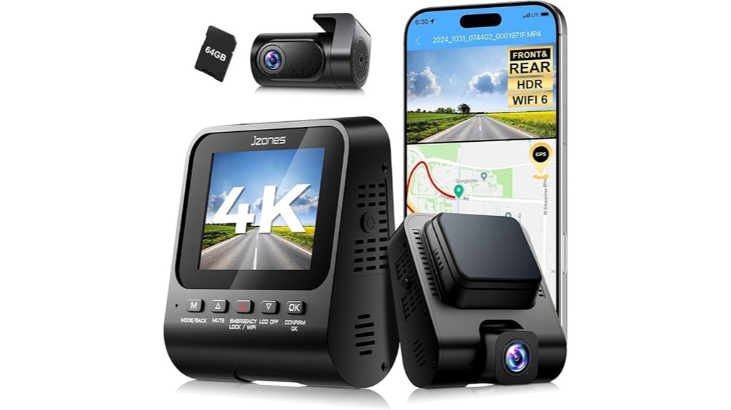 dual dash camera 4k 1080p front rear