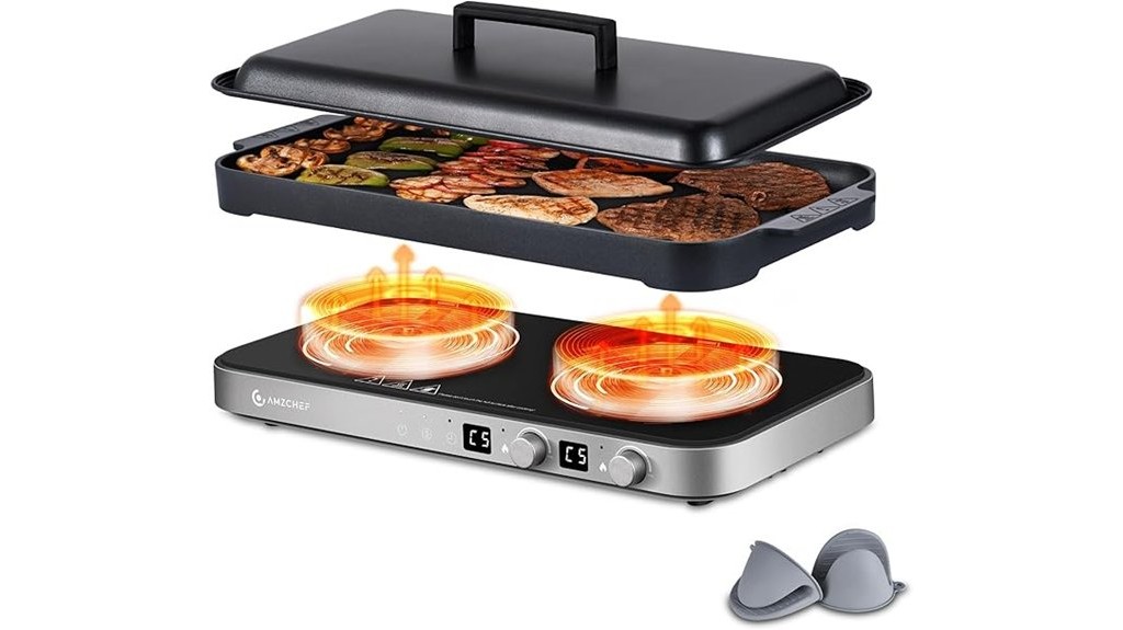 dual induction cooking with griddle
