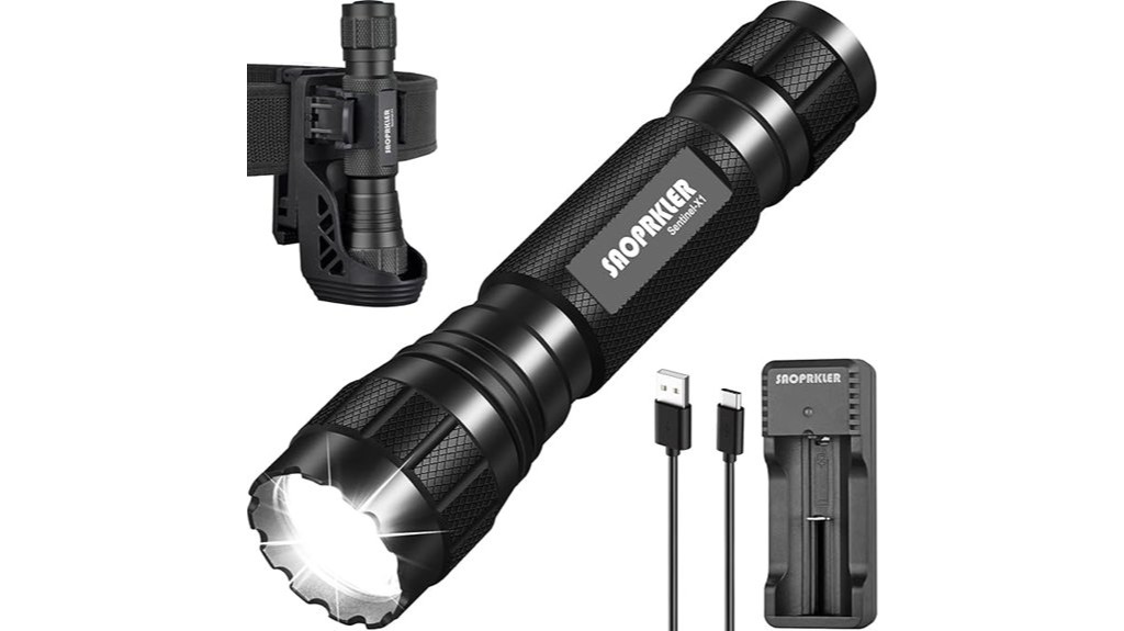 duty belt mounted tactical flashlight with holster