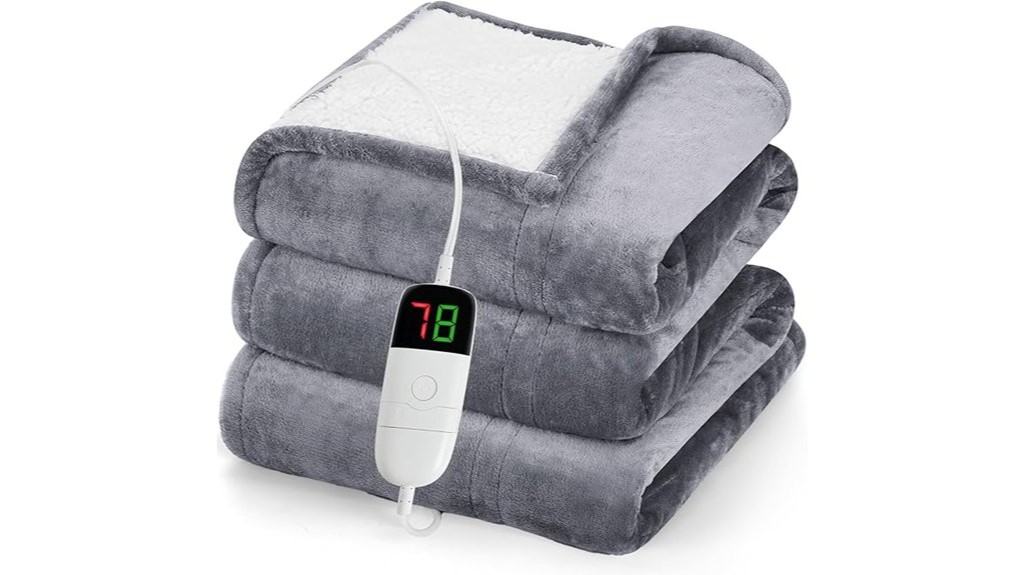 electric heated grey blanket