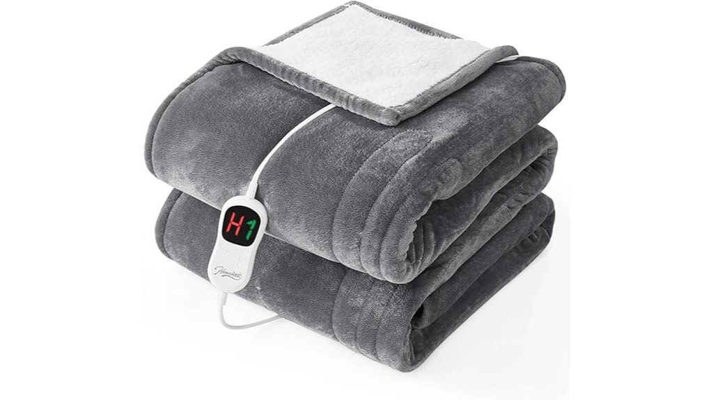 electrically heated twin size grey blanket