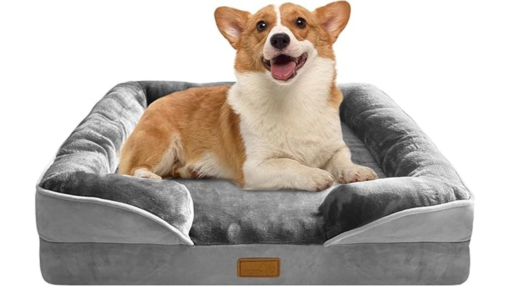 elevated padded bolstered canine sleeping surface