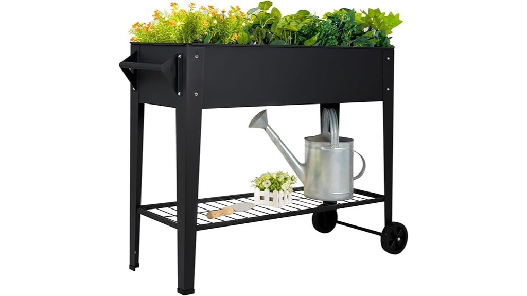 elevated wheeled shelved garden bed