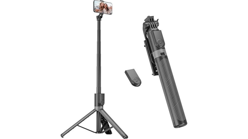 extendable phone tripod with remote
