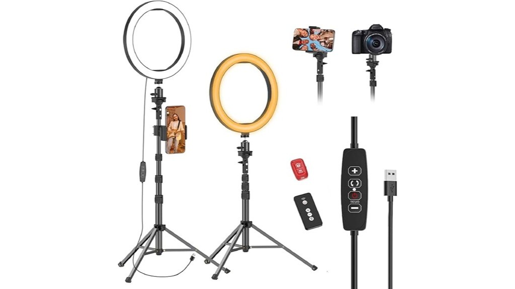 extendable ring light with phone holder