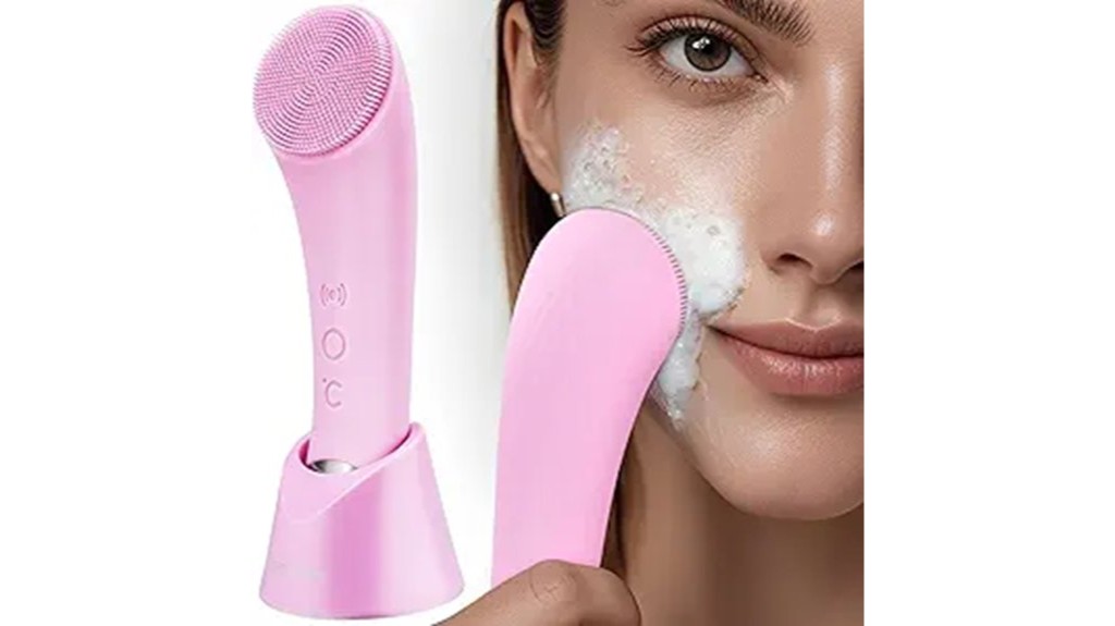 facial cleansing brush in pink