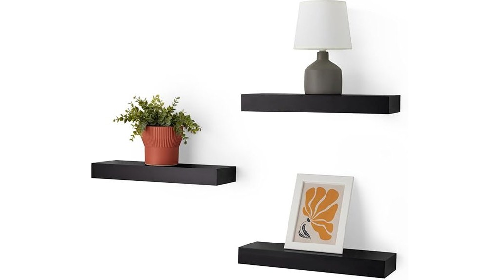 floating wood shelves black color