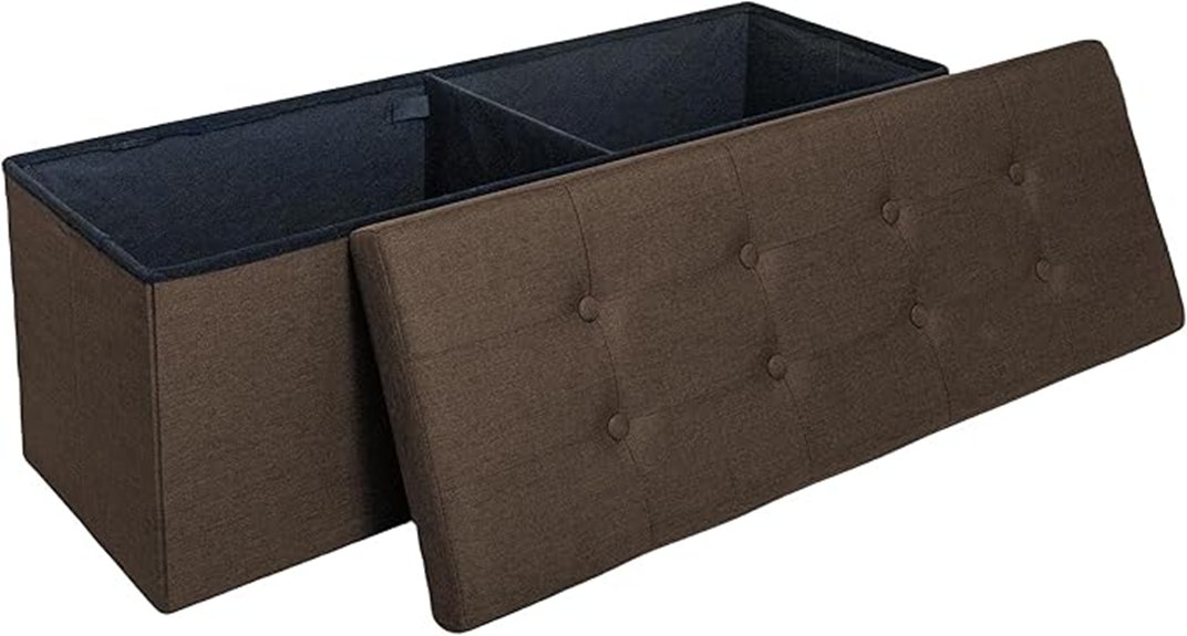 foldable fabric storage ottoman bench