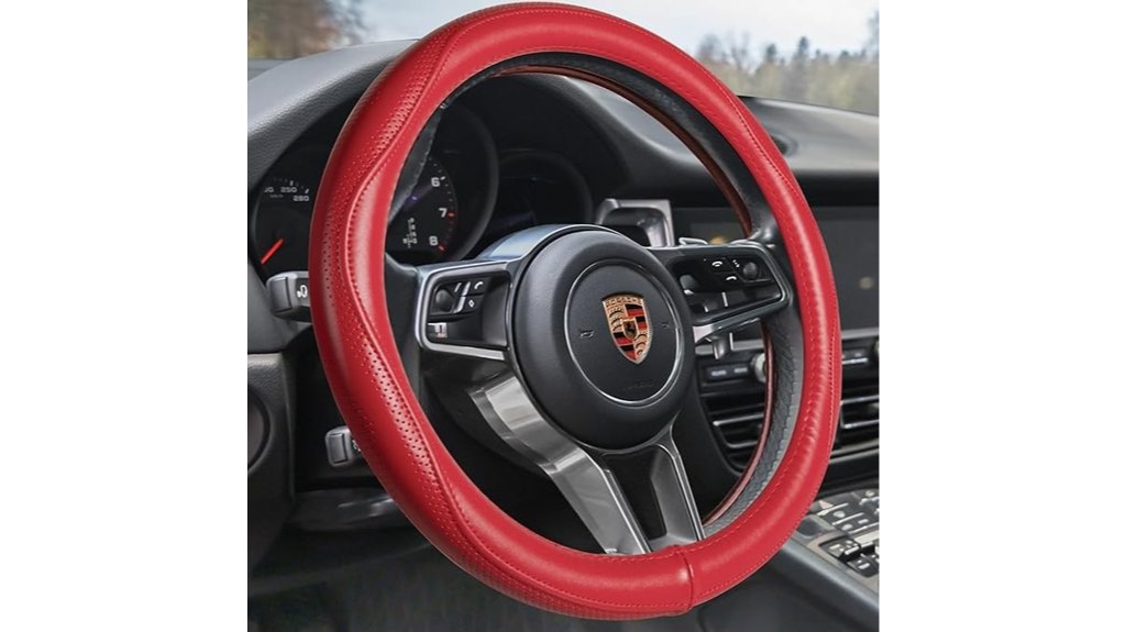 genuine leather steering wheel cover