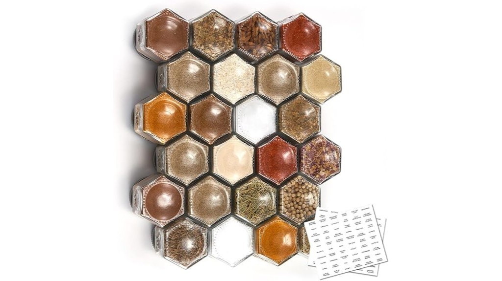 glass hexagon spice jars