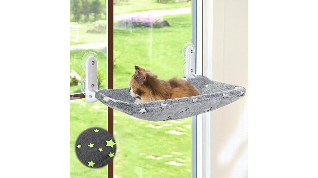 glowing foldable window mounted cat hammock