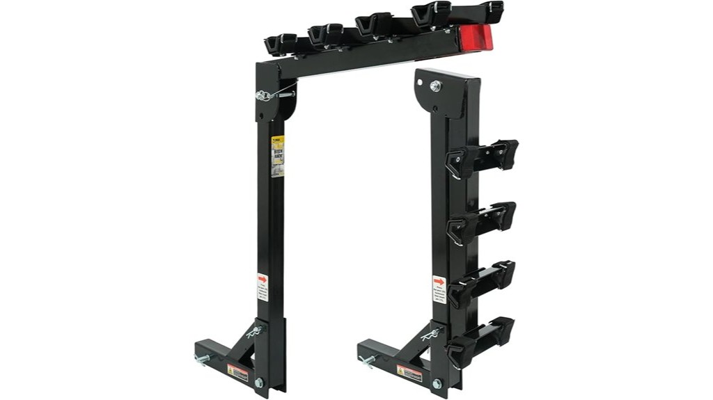 hitch mounted four bike black bicycle carrier