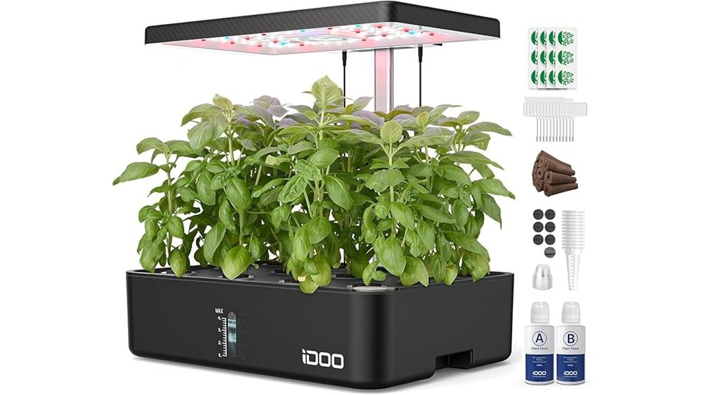 hydroponics growing system with 12 pods