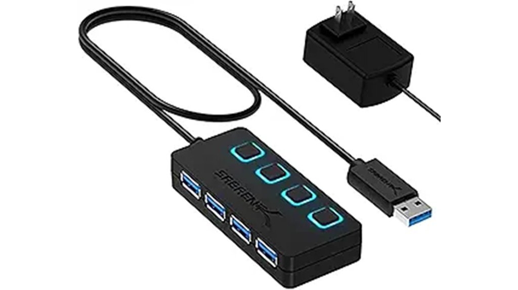 illuminated power switch usb hub