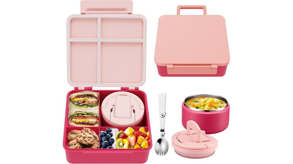 kids pink bento lunch box