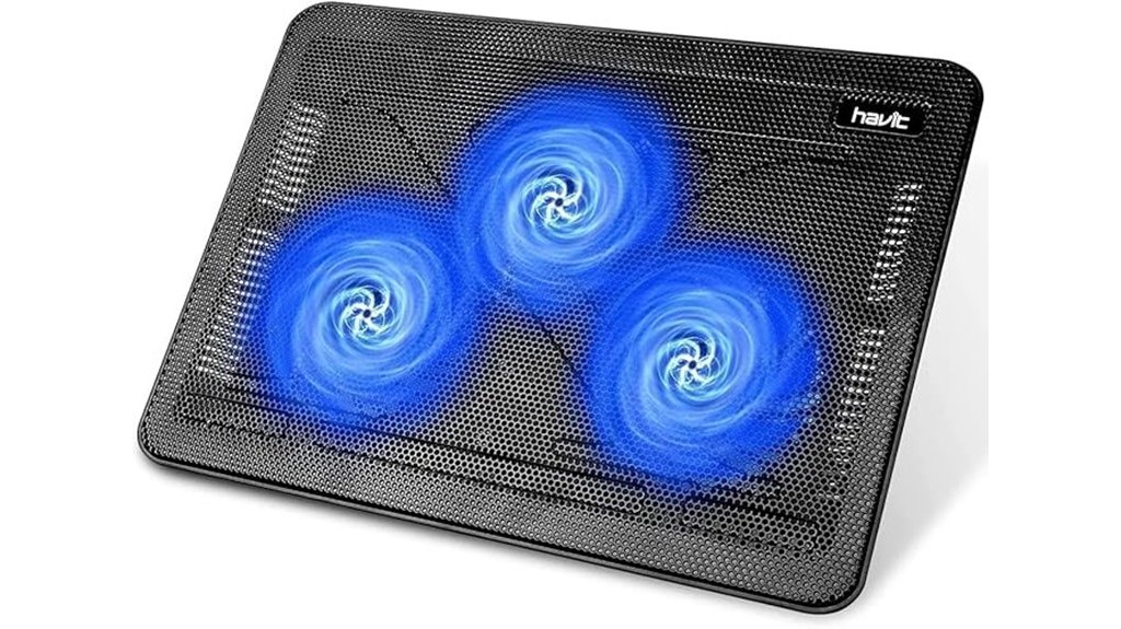 laptop cooling pad with 3 fans