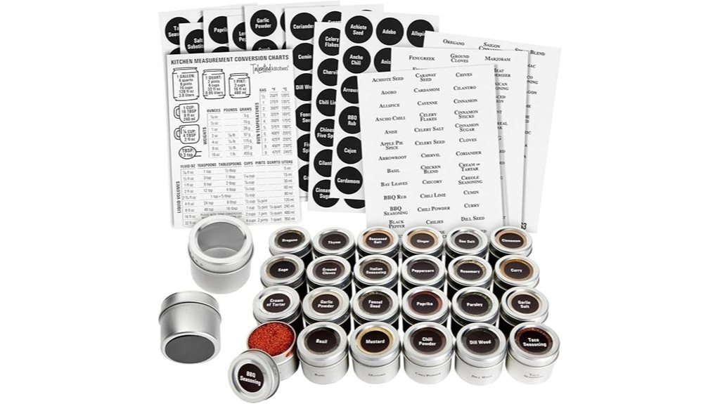 magnetic kitchen spice jar set