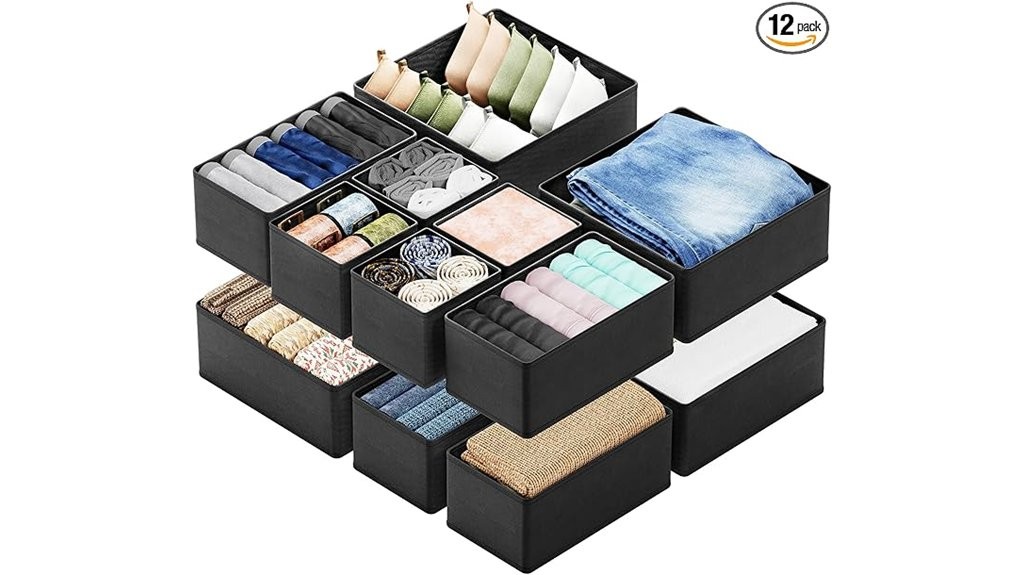 modular black clothing storage drawers