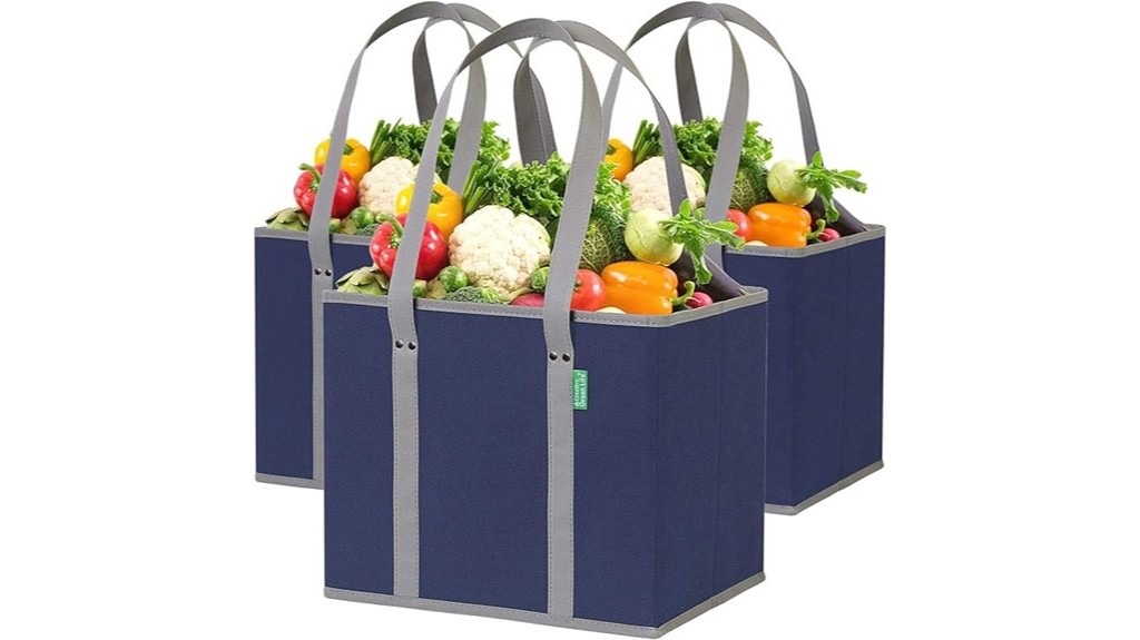 navy blue reusable grocery bags