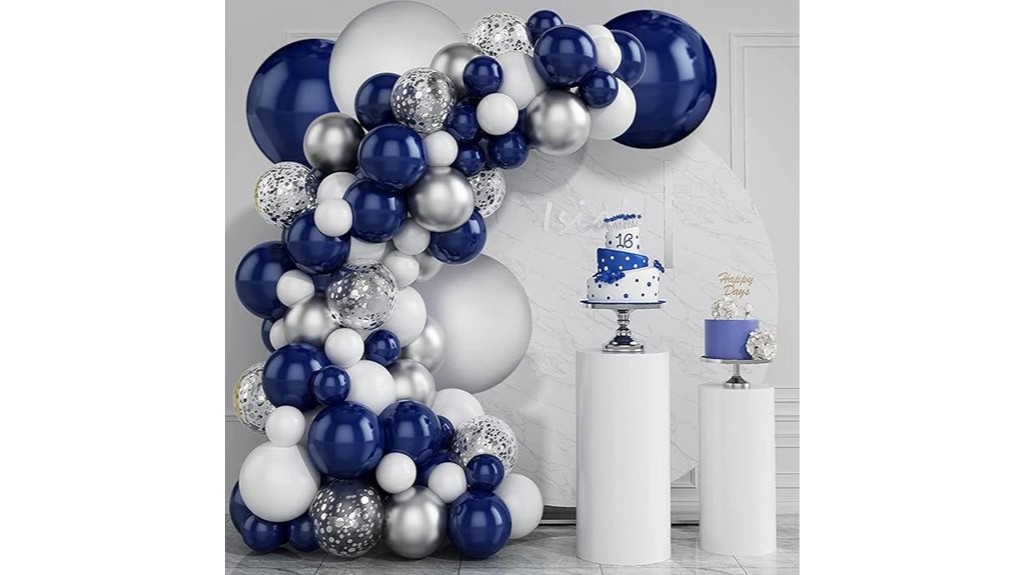 navy blue silver balloons