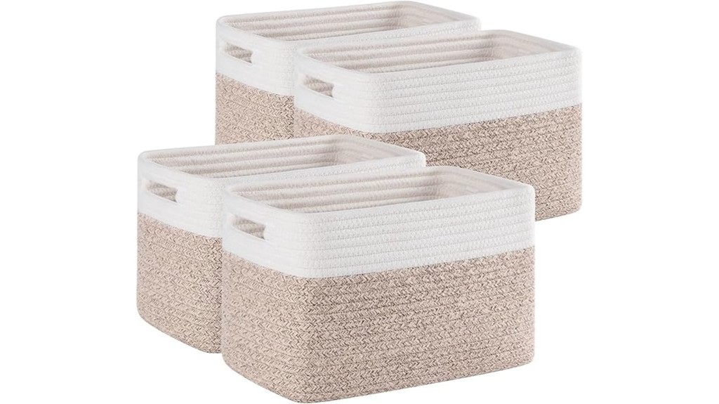 organized shelf storage woven baskets