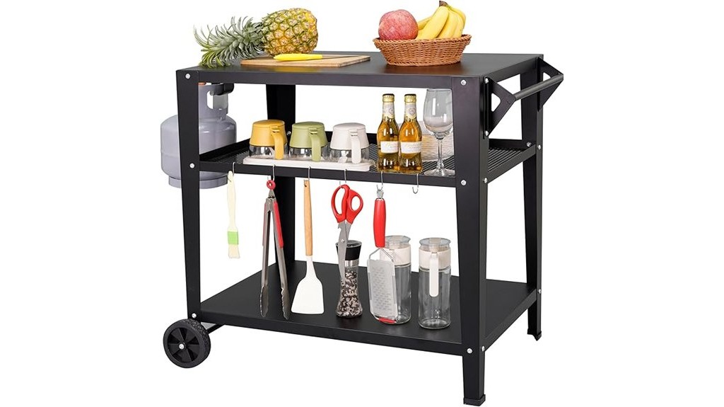 outdoor grill cart wheels black color