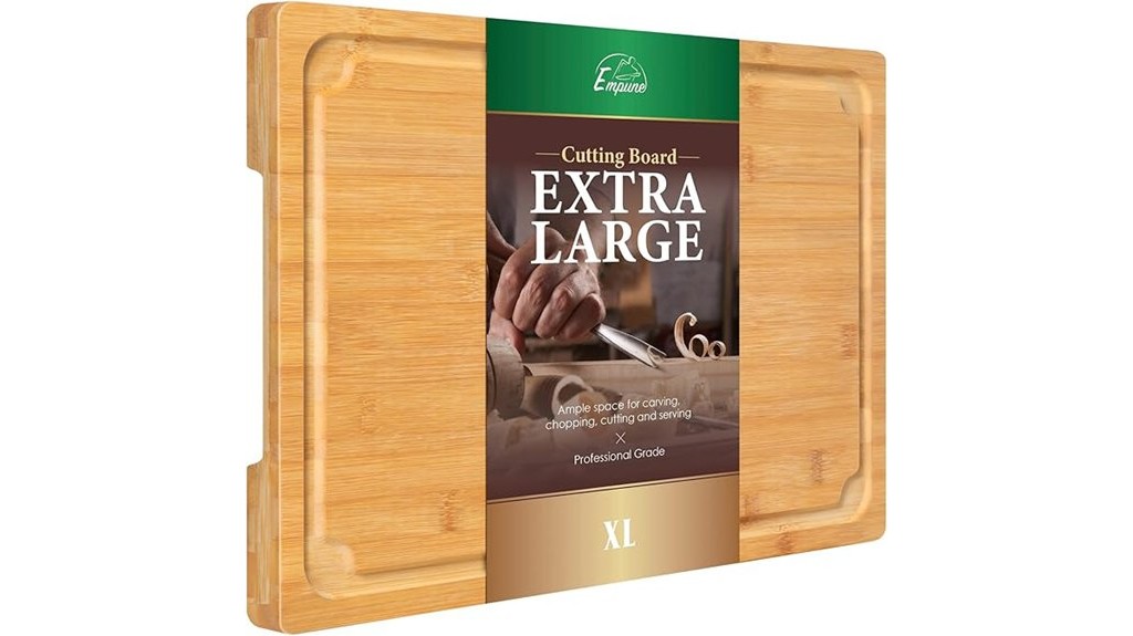 oversized bamboo cutting board groove handled