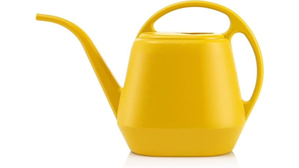 plastic yellow one gallon watering can