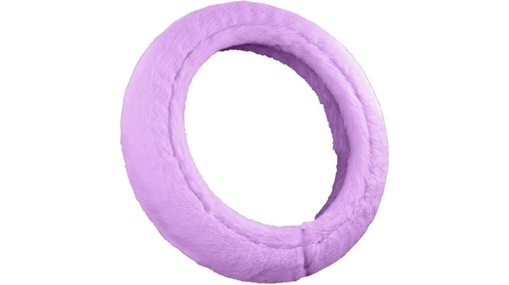 plush purple 14 15 inch steering cover
