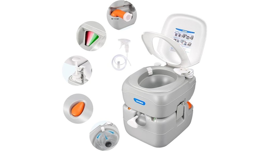portable adult toilet with 5 8 gallons