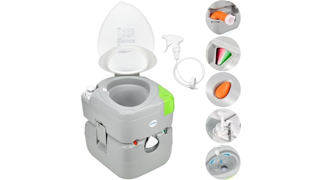 portable camping toilet 5 8 gallon capacity