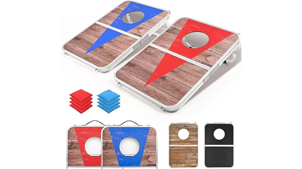 portable cornhole board set